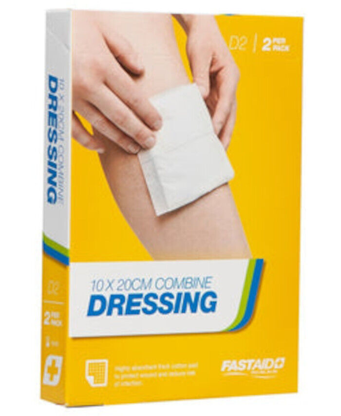 COMBINE DRESSING, 10 X 20CM, 2PK - FastAid