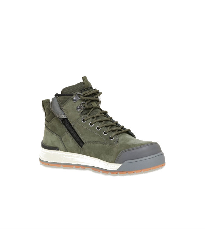 3056 Lace Up & Side Zip Steel Toe Safety Boot - Olive