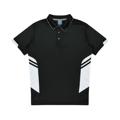 WORKWEAR, SAFETY & CORPORATE CLOTHING SPECIALISTS Mens Tasman Polo -Black / White-S