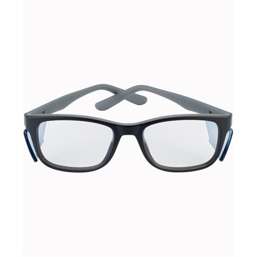 WORKWEAR, SAFETY & CORPORATE CLOTHING SPECIALISTS KICK Black/Grey Frame with Side Shield and Clear "Blue Light Protective" PC Lens