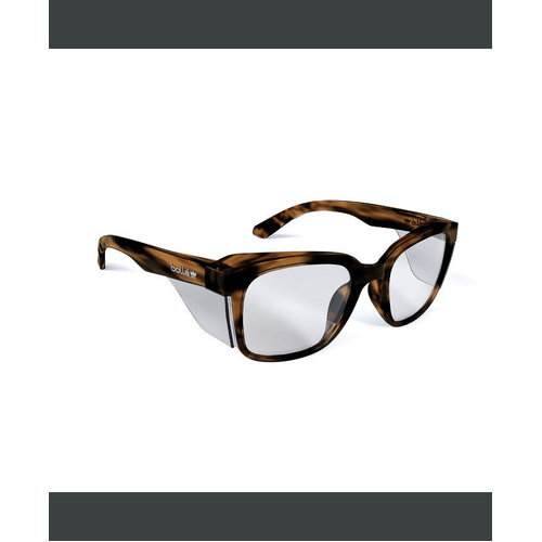 WORKWEAR, SAFETY & CORPORATE CLOTHING SPECIALISTS STKS 410 -Clear PC Lens - PLATINUM (ASAF) - Brown tortoise PC Temples/Frame