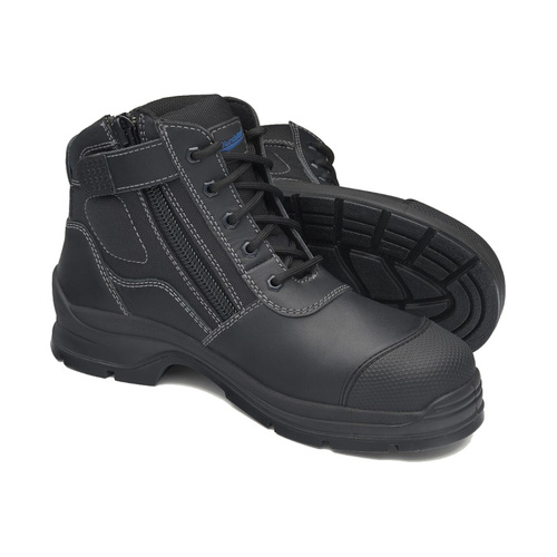 WORKWEAR, SAFETY & CORPORATE CLOTHING SPECIALISTS Black leather zip side ankle safety hiker.