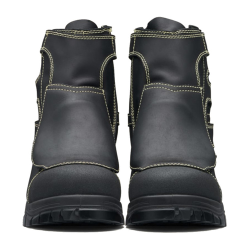 WORKWEAR, SAFETY & CORPORATE CLOTHING SPECIALISTS - Black flame retardant leather smelter boot with metatarsal guard - 230mm height