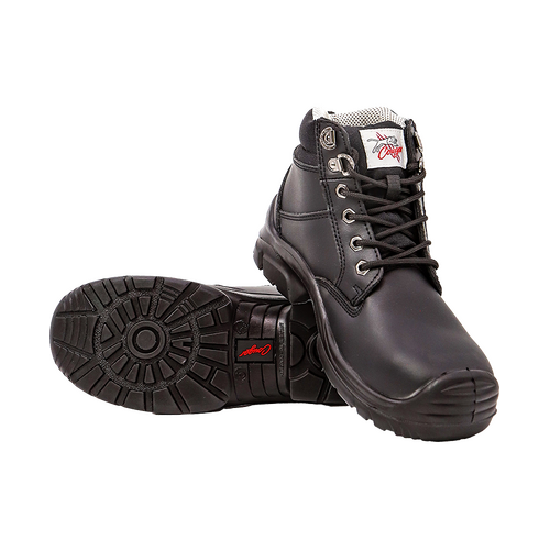 WORKWEAR, SAFETY & CORPORATE CLOTHING SPECIALISTS - BATHURST - Cougar 6 Black Leather Lace Up Collar Boot Steel Toe