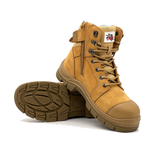 WORKWEAR, SAFETY & CORPORATE CLOTHING SPECIALISTS - BUNDABERG - Cougar 8 Wheat Lace Up Side Zip With Scuff Cap Composite Toe