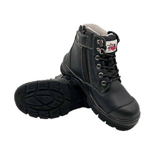 WORKWEAR, SAFETY & CORPORATE CLOTHING SPECIALISTS - DETROIT - Cougar 6 Black Lace Up Side Zip Collar Boot Compopsite Toe