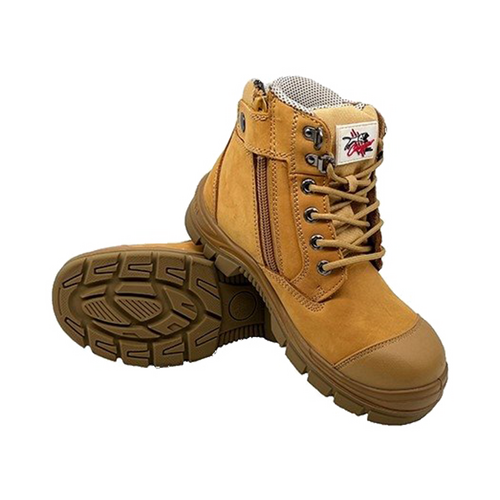 WORKWEAR, SAFETY & CORPORATE CLOTHING SPECIALISTS - MIAMI - Cougar 6 Wheat Lace Up Side Zip Collar Boot With Scuff Cap