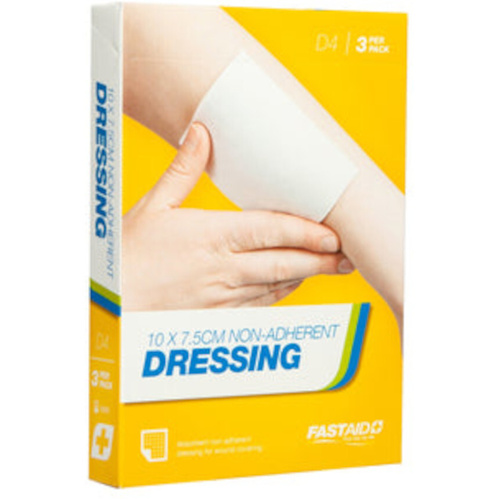 WORKWEAR, SAFETY & CORPORATE CLOTHING SPECIALISTS NON-ADHERENT DRESSING, 10 X 7.5CM, 3PK