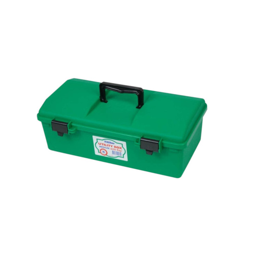 WORKWEAR, SAFETY & CORPORATE CLOTHING SPECIALISTS - PLASTIC FIRST AID BOX, 1 TRAY, LARGE, GREEN, EMPTY