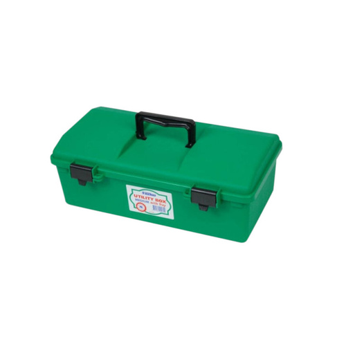 WORKWEAR, SAFETY & CORPORATE CLOTHING SPECIALISTS PLASTIC FIRST AID BOX, 1 TRAY, LARGE, GREEN, EMPTY