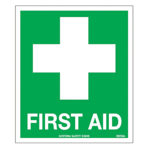 WORKWEAR, SAFETY & CORPORATE CLOTHING SPECIALISTS - STICKER, FIRST AID KIT, 120 X 140MM, SELF ADHESIVE, 4PK
