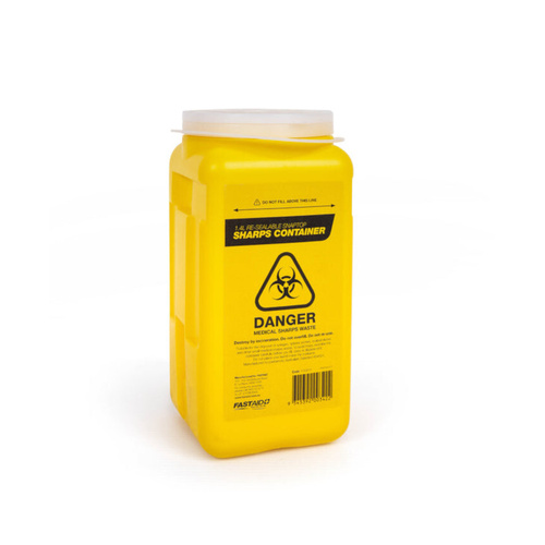 WORKWEAR, SAFETY & CORPORATE CLOTHING SPECIALISTS - SHARPS CONTAINER, PLASTIC, 1.4L, YELLOW