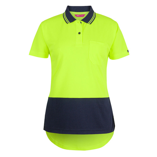 WORKWEAR, SAFETY & CORPORATE CLOTHING SPECIALISTS - JB's LADIES HV S/S DROP TAIL POLO