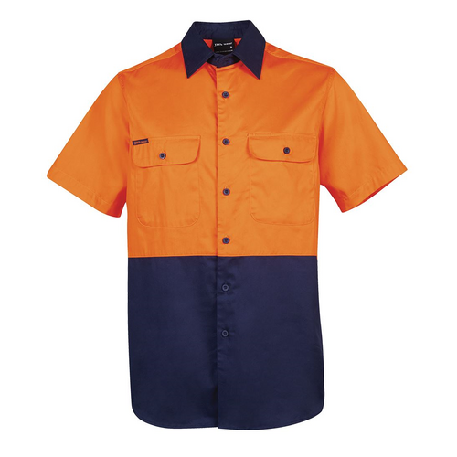 WORKWEAR, SAFETY & CORPORATE CLOTHING SPECIALISTS JB's Hi Vis Two Tone Short Sleeve Polo-Orange / Navy-6/7XL