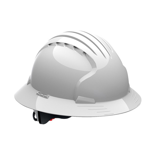 WORKWEAR, SAFETY & CORPORATE CLOTHING SPECIALISTS - EVO 6161 FULL BRIM UNVENTED HARD HAT WITH WHEEL RATCHET WHITE