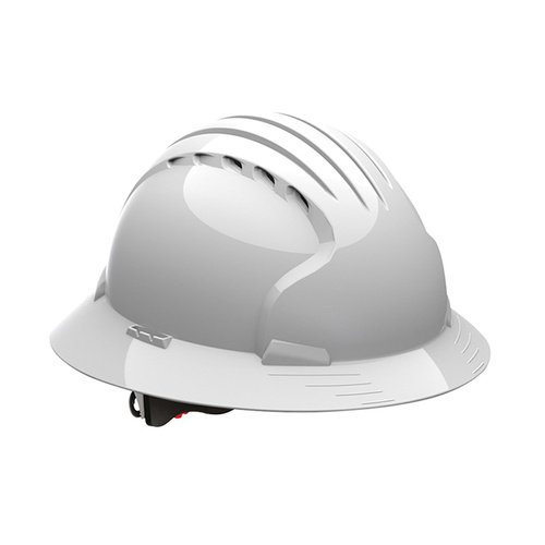 WORKWEAR, SAFETY & CORPORATE CLOTHING SPECIALISTS - EVO 6161 FULL BRIM VENTED HARD HAT WHITE