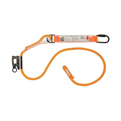WORKWEAR, SAFETY & CORPORATE CLOTHING SPECIALISTS - Single Leg 2M Shock Absorb Adjustable Rope Lanyard with Hardware KD & RG