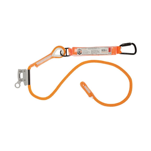 WORKWEAR, SAFETY & CORPORATE CLOTHING SPECIALISTS - Single Leg 2M Shock Absorb Adjustable Rope Lanyard with Hardware KS & RG