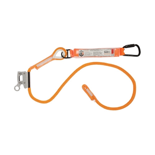 WORKWEAR, SAFETY & CORPORATE CLOTHING SPECIALISTS - Single Leg 2M Shock Absorb Adjustable Rope Lanyard with Hardware KT & RG
