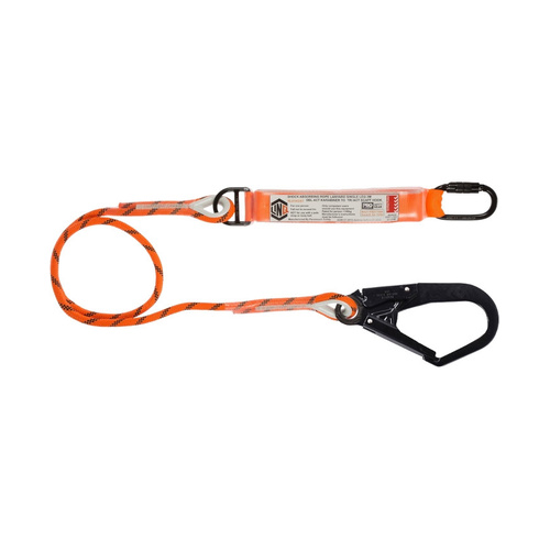 WORKWEAR, SAFETY & CORPORATE CLOTHING SPECIALISTS Single Leg Kernmantle 2M Shock Absorb Rope Lanyard with Hardware KD & SD