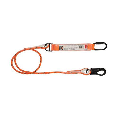 WORKWEAR, SAFETY & CORPORATE CLOTHING SPECIALISTS Single Leg Kernmantle 2M Shock Absorb Rope Lanyard with Hardware KD & SN
