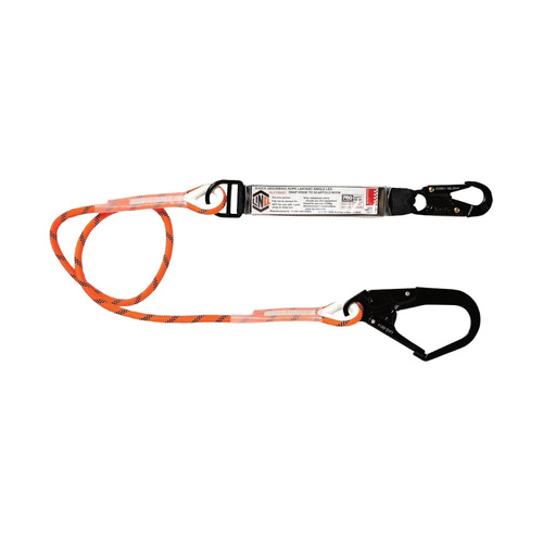 WORKWEAR, SAFETY & CORPORATE CLOTHING SPECIALISTS - Single Leg Kernmantle 2M Shock Absorb Rope Lanyard with Hardware SN & SD