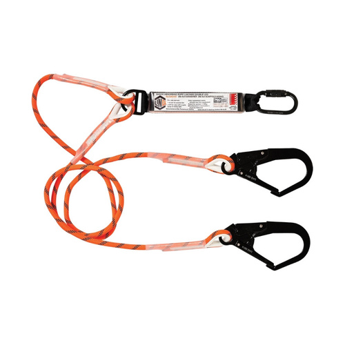 WORKWEAR, SAFETY & CORPORATE CLOTHING SPECIALISTS - Double Leg Kernmantle 2M Shock Absorb Rope Lanyard with Hardware KD & SD X2