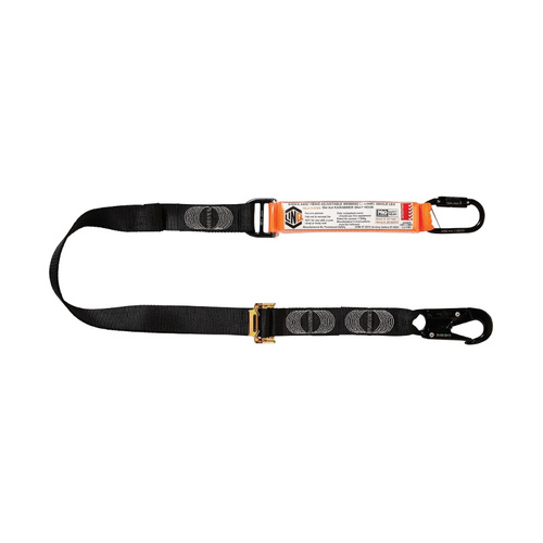 WORKWEAR, SAFETY & CORPORATE CLOTHING SPECIALISTS - Elite Single Leg Shock Absorbing 2M Adjustable Lanyard with Hardware KD & SN