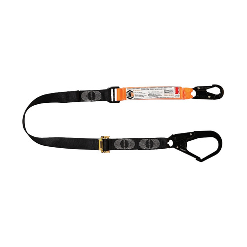 WORKWEAR, SAFETY & CORPORATE CLOTHING SPECIALISTS - Elite Single Leg Shock Absorbing 2M Adjustable Lanyard with Hardware SN & SD