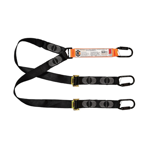 WORKWEAR, SAFETY & CORPORATE CLOTHING SPECIALISTS - Elite Double Leg Shock Absorbing 2M Adjustable Lanyard  with Hardware KD X3