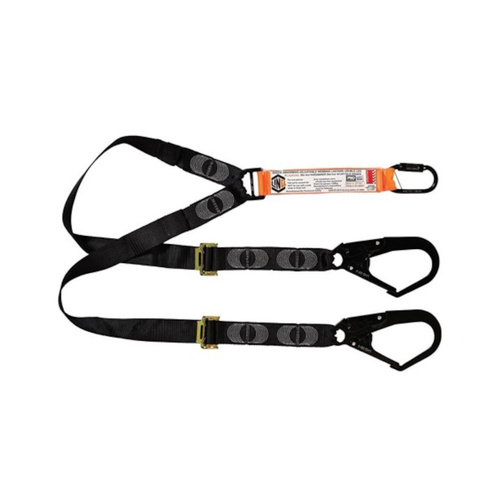 WORKWEAR, SAFETY & CORPORATE CLOTHING SPECIALISTS - Elite Double Leg Shock Absorbing 2M Adjustable Lanyard  with Hardware KD & SD X2