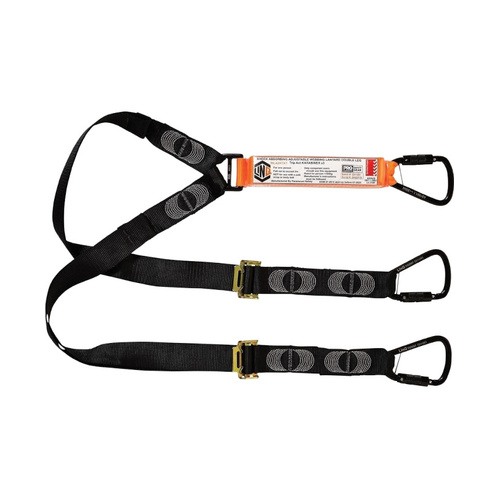 WORKWEAR, SAFETY & CORPORATE CLOTHING SPECIALISTS - Elite Double Leg Shock Absorbing 2M Adjustable Lanyard  with Hardware KT X3