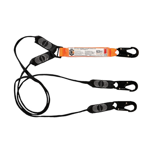 WORKWEAR, SAFETY & CORPORATE CLOTHING SPECIALISTS - Elite Double Leg Shock Absorbing Webbing Lanyard with Hardware SN X3