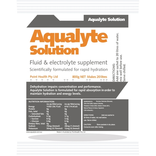 WORKWEAR, SAFETY & CORPORATE CLOTHING SPECIALISTS - Aqualyte Electrolyte Powder Orange Flavoured Sachets 800g x 10