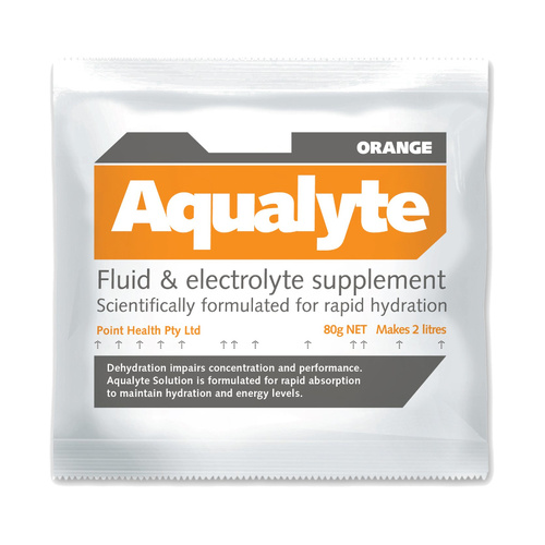 WORKWEAR, SAFETY & CORPORATE CLOTHING SPECIALISTS - Aqualyte Electrolyte Powder Orange Flavoured Sachets 80g x 100