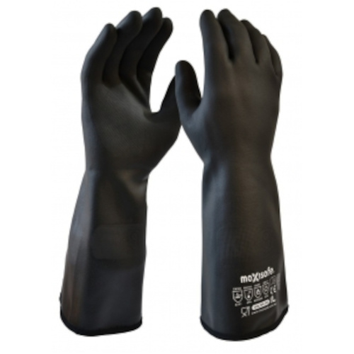 WORKWEAR, SAFETY & CORPORATE CLOTHING SPECIALISTS Black Neoprene lined gauntlet 38cm - Medium