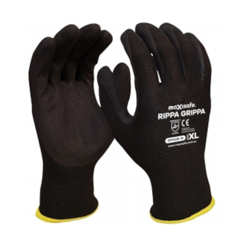 WORKWEAR, SAFETY & CORPORATE CLOTHING SPECIALISTS - 'RippaGrippa' Black Nitrile on polyester glove