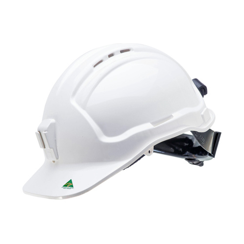 WORKWEAR, SAFETY & CORPORATE CLOTHING SPECIALISTS - Tuffgard Vented Hard Hat with Ratchet Harness and poly lamp bracket