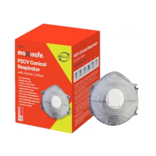 WORKWEAR, SAFETY & CORPORATE CLOTHING SPECIALISTS - Maxisafe P2 Conical Respirator with Carbon and Valve, Box 10