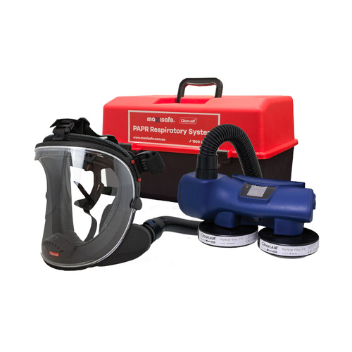 WORKWEAR, SAFETY & CORPORATE CLOTHING SPECIALISTS - UniMask 5-point Harness with Chemical 2F PAPR and P3 filters in portable storage container