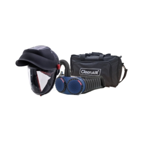 WORKWEAR, SAFETY & CORPORATE CLOTHING SPECIALISTS CA-40GW Hard Hat with Flip-up Welding & Grinding Shield and AerGO PAPR unit and storage bag