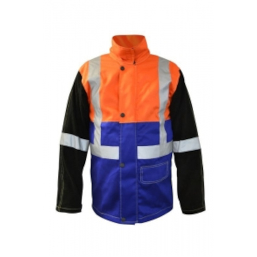 WORKWEAR, SAFETY & CORPORATE CLOTHING SPECIALISTS Arcguard Hi-vis Fire Retardant Welding Jacket with leather sleeves