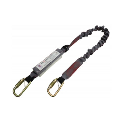 WORKWEAR, SAFETY & CORPORATE CLOTHING SPECIALISTS - Maxisafe 2m Single Elasticated Lanyard w/ Triple Action Karabiners - 140kg