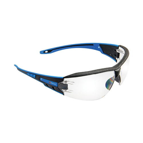 WORKWEAR, SAFETY & CORPORATE CLOTHING SPECIALISTS - PROTEUS 1 SAFETY GLASSES CLEAR LENS INTEGRATED BROW DUST GUARD (MOQ 12)