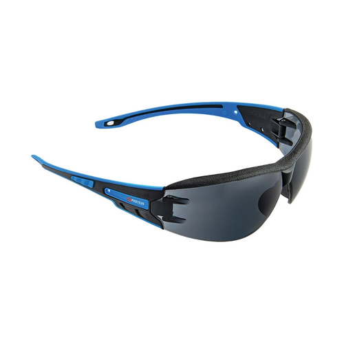 WORKWEAR, SAFETY & CORPORATE CLOTHING SPECIALISTS - PROTEUS 1 SAFETY GLASSES SMOKE LENS INTEGRATED BROW DUST GUARD (MOQ 12)
