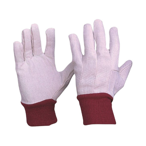 WORKWEAR, SAFETY & CORPORATE CLOTHING SPECIALISTS Cotton Drill Red Knit Wrist Gloves Ladies Size (MOQ 12)