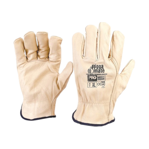 WORKWEAR, SAFETY & CORPORATE CLOTHING SPECIALISTS - Riggamate Beige Premium Cowgrain Gloves (MOQ 12)