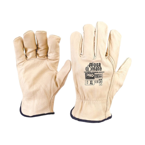 WORKWEAR, SAFETY & CORPORATE CLOTHING SPECIALISTS Riggamate Beige Premium Cowgrain Gloves (MOQ 12)