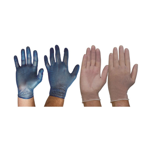 WORKWEAR, SAFETY & CORPORATE CLOTHING SPECIALISTS Disposable Vinyl Powder Free Blue Gloves