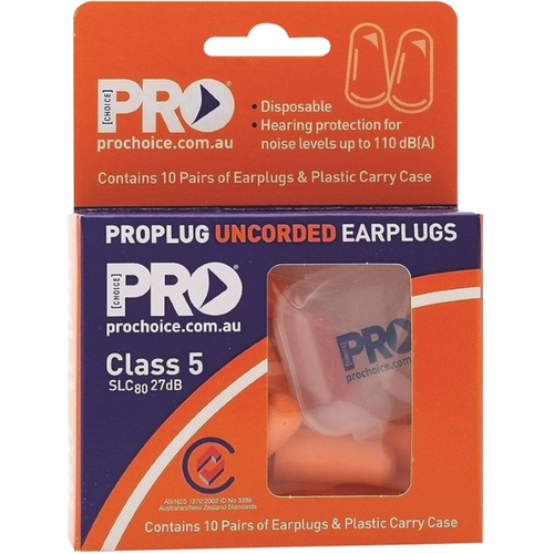 WORKWEAR, SAFETY & CORPORATE CLOTHING SPECIALISTS - Probullet Disposable Uncorded Earplugs 10 Pack Uncorded